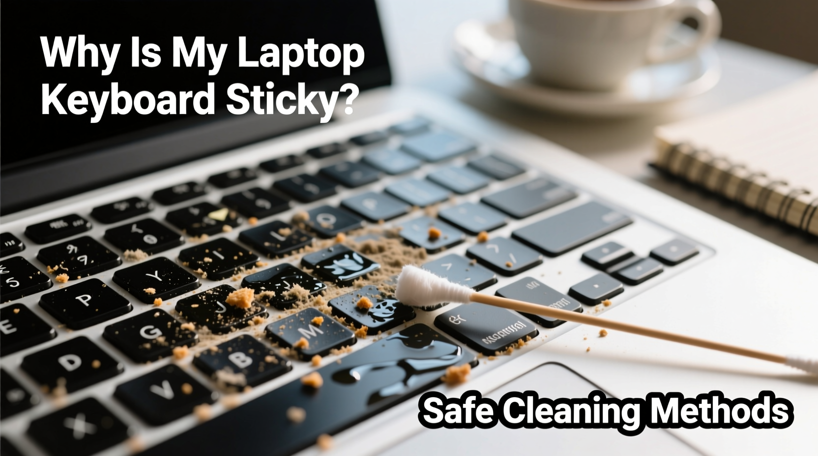 why is my laptop keyboard sticky and safe ways to clean between keys