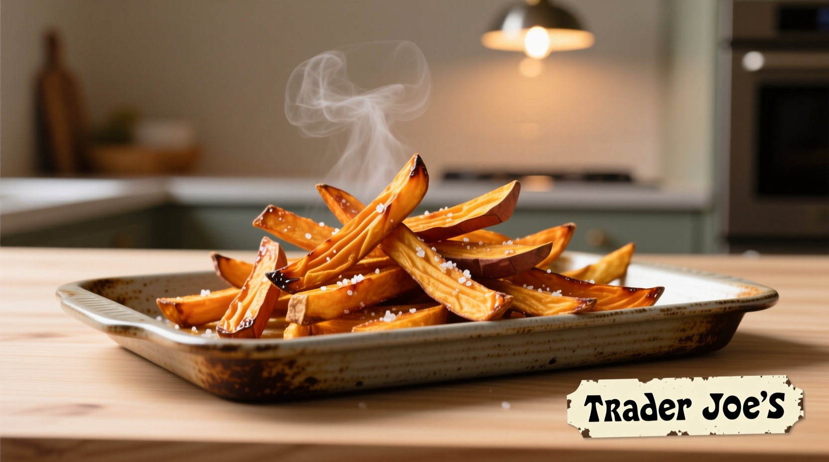 Trader Joe's sweet potato fries on baking sheet