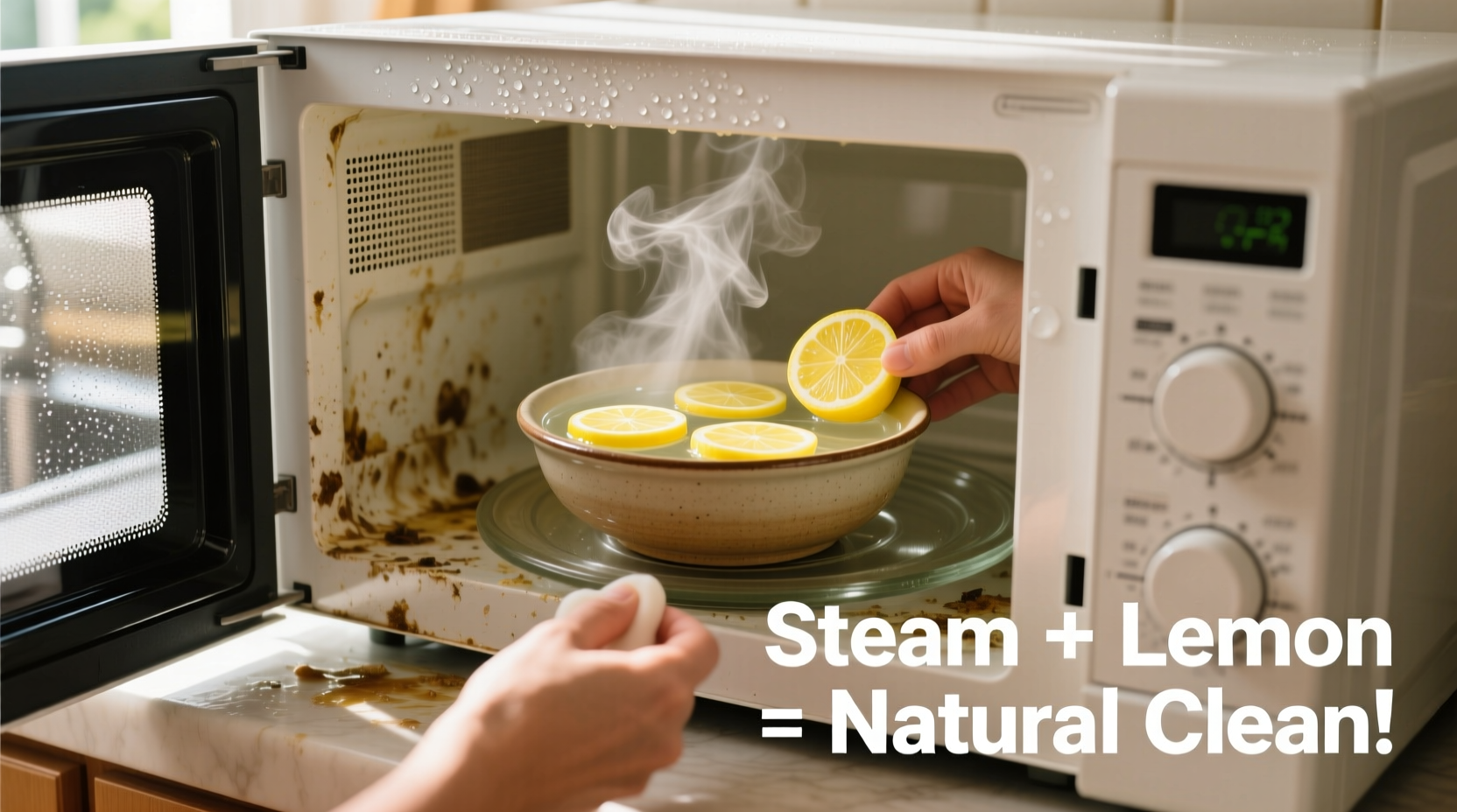how to deep clean a microwave with steam and lemon naturally
