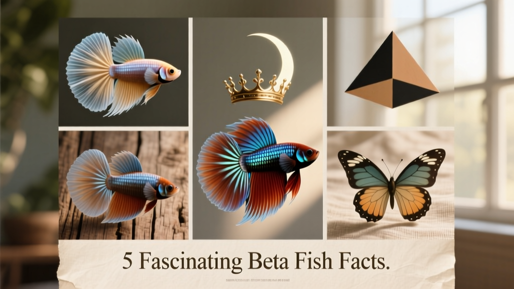 Collage showing six different betta tail types labeled clearly