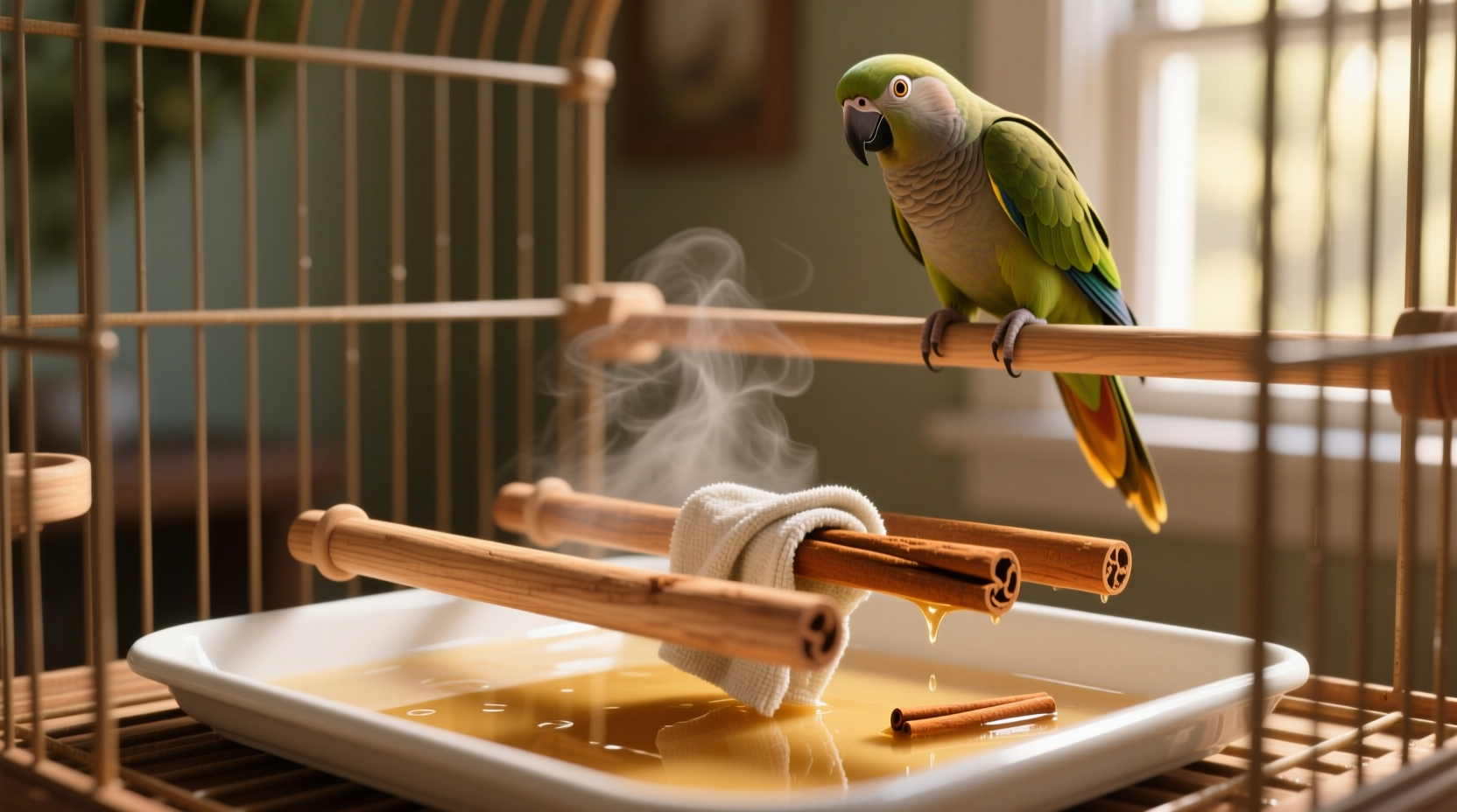 eco friendly bird perch sanitizing