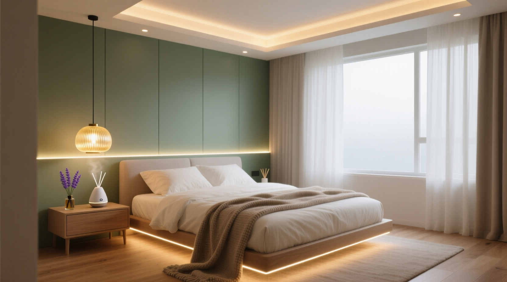 how to create a calming bedroom retreat using lighting and scent combinations