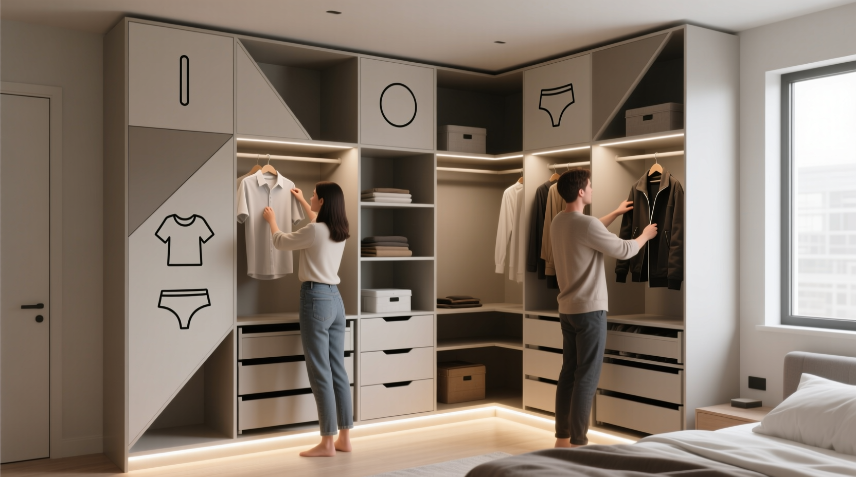 shared closet organization without color wars