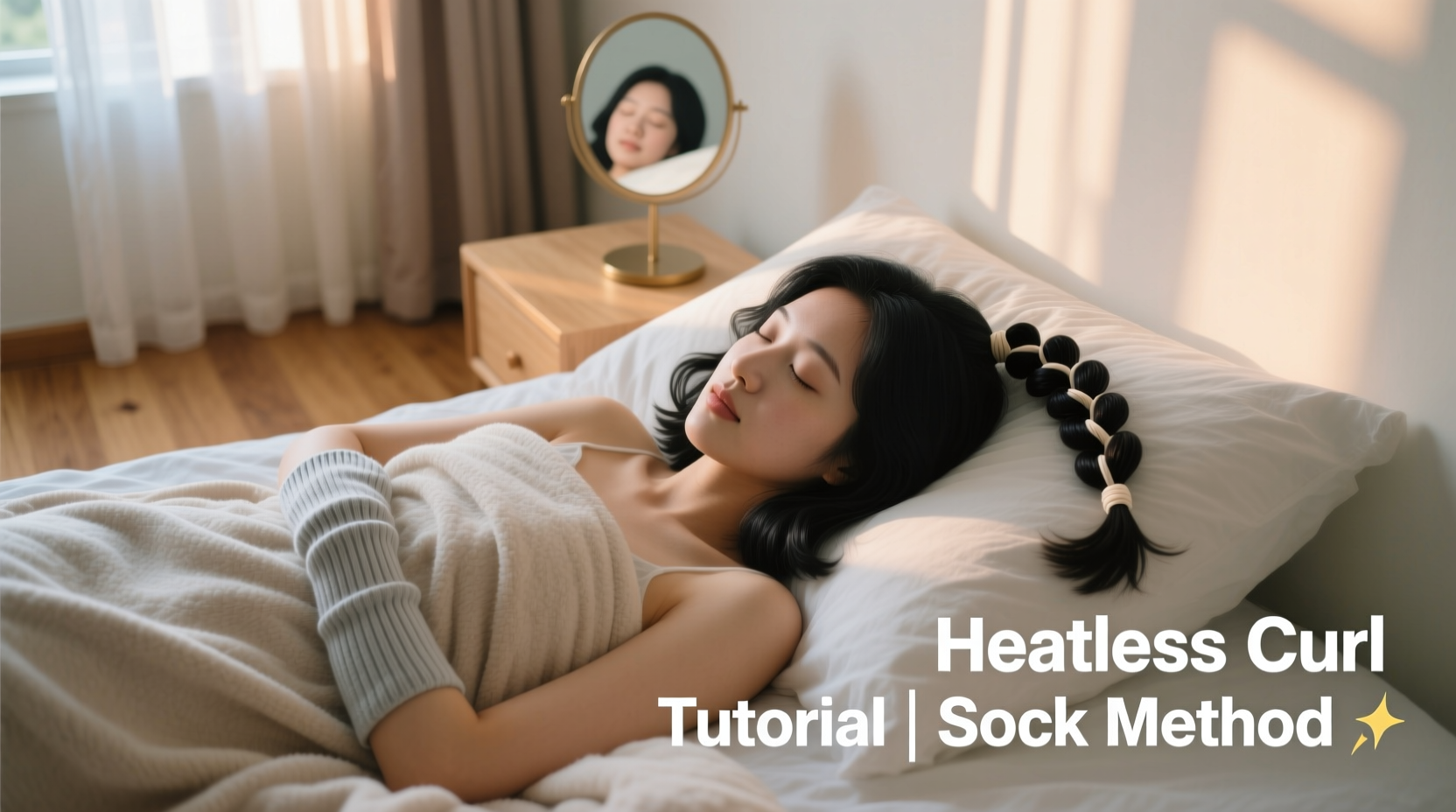 heatless curls tutorial trying the sock method for overnight waves