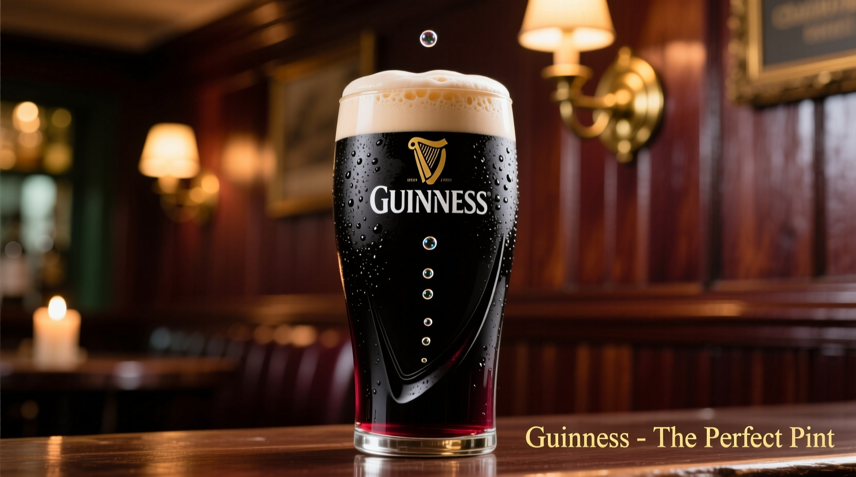 Guinness beer in traditional tulip glass with creamy head