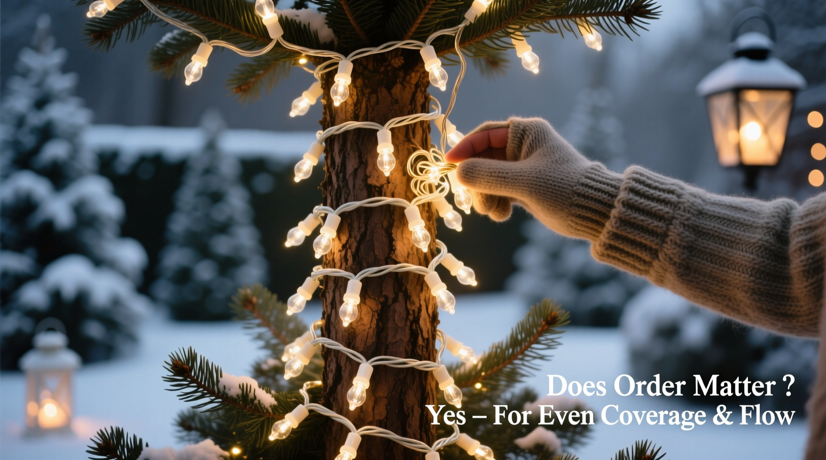 does the order of hanging christmas lights matter for even coverage and flow