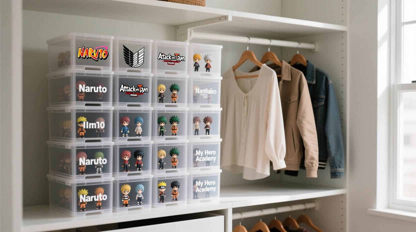 anime figure box storage without blocking clothes