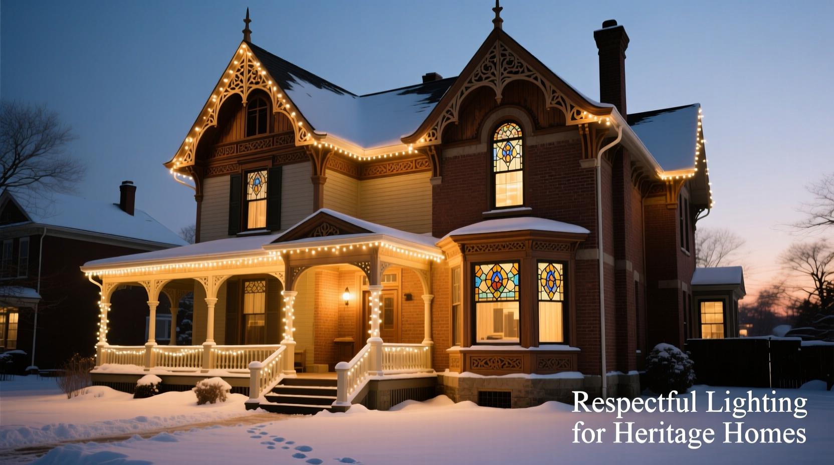 how to use christmas lights to highlight architectural features on historic homes respectfully