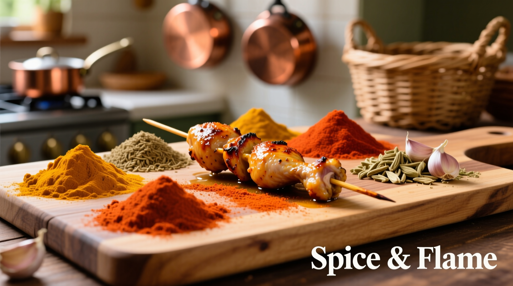 Colorful spice blends arranged for grilled chicken