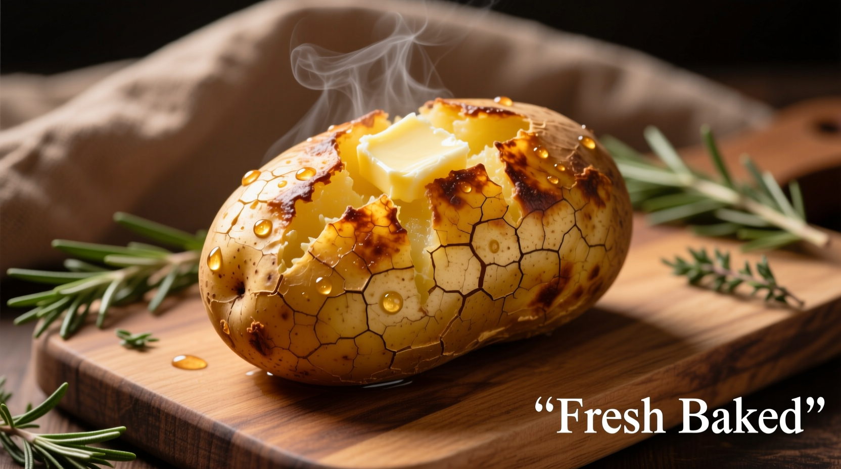 Perfect golden baked potato with crispy skin