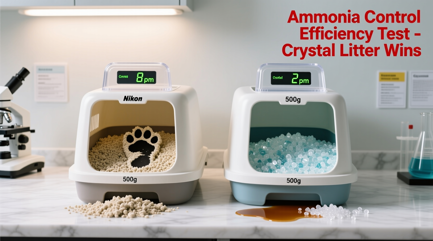 clumping litter vs crystal litter which controls ammonia odor better