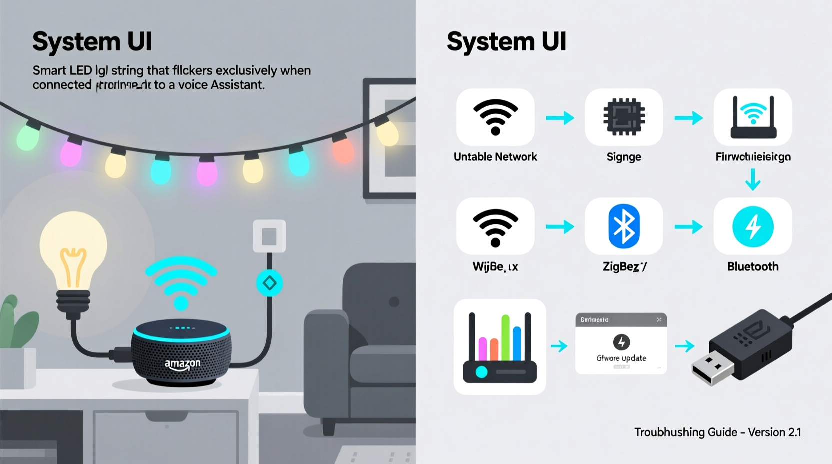 why is my smart light string flickering only when connected to voice assistant troubleshooting steps