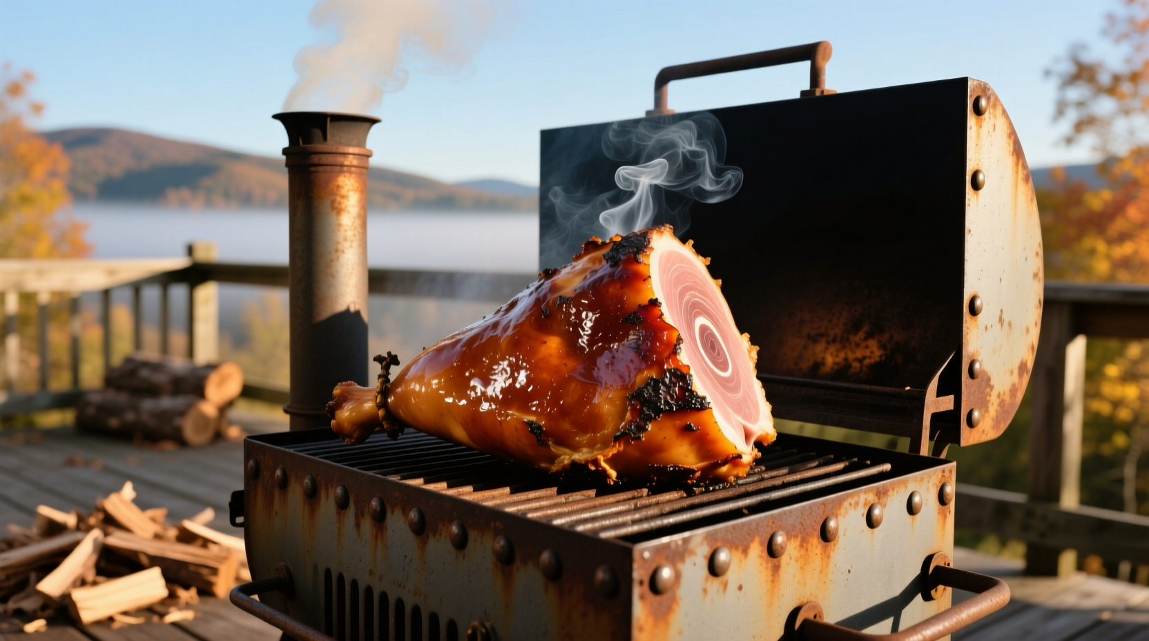 Smoking pre-cooked ham on offset smoker