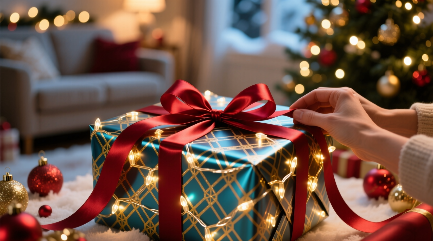 best way to wrap presents with patterns that match christmas lights