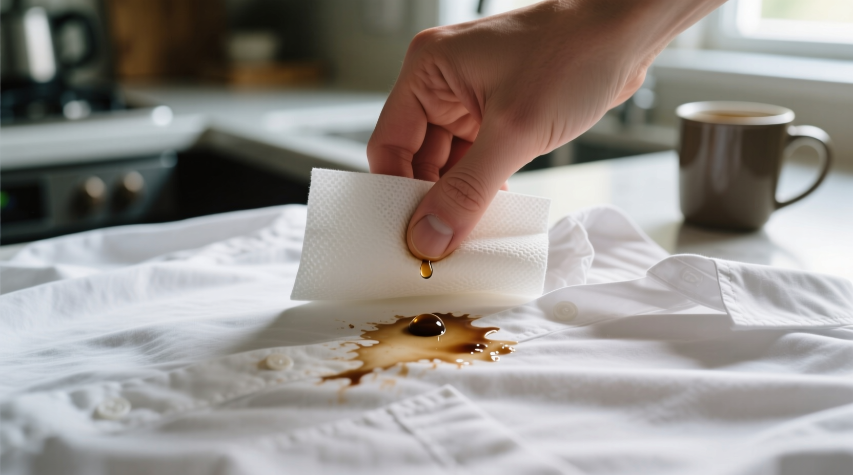 the fastest way to get a coffee stain out of your shirt