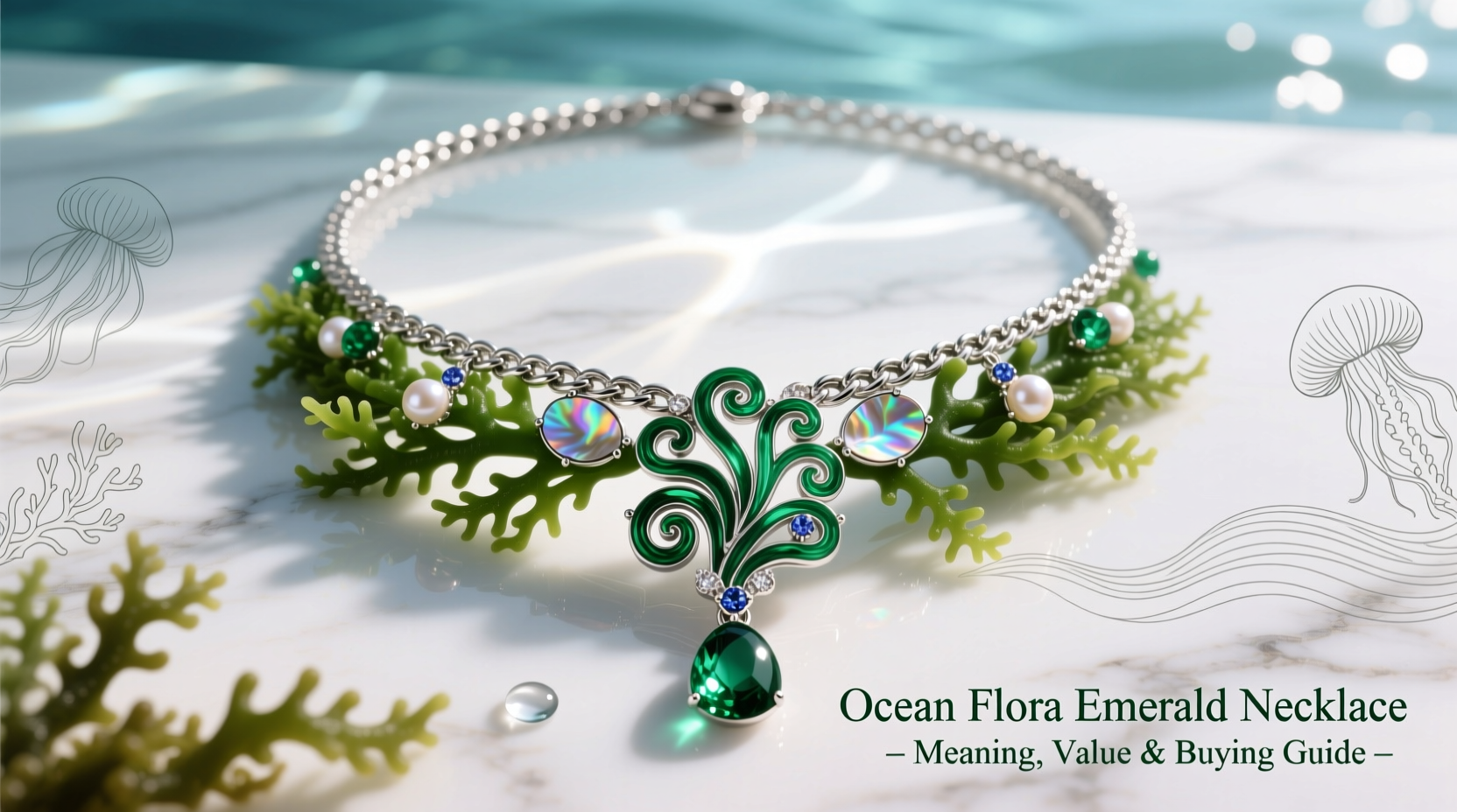 ocean flora emerald necklace