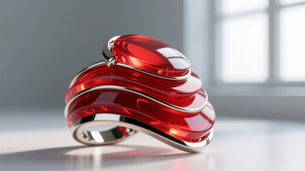 Illustration showing hard epoxy resin layers over a zinc alloy base, highlighting UV-resistant red pigment for cosplay jewelry.