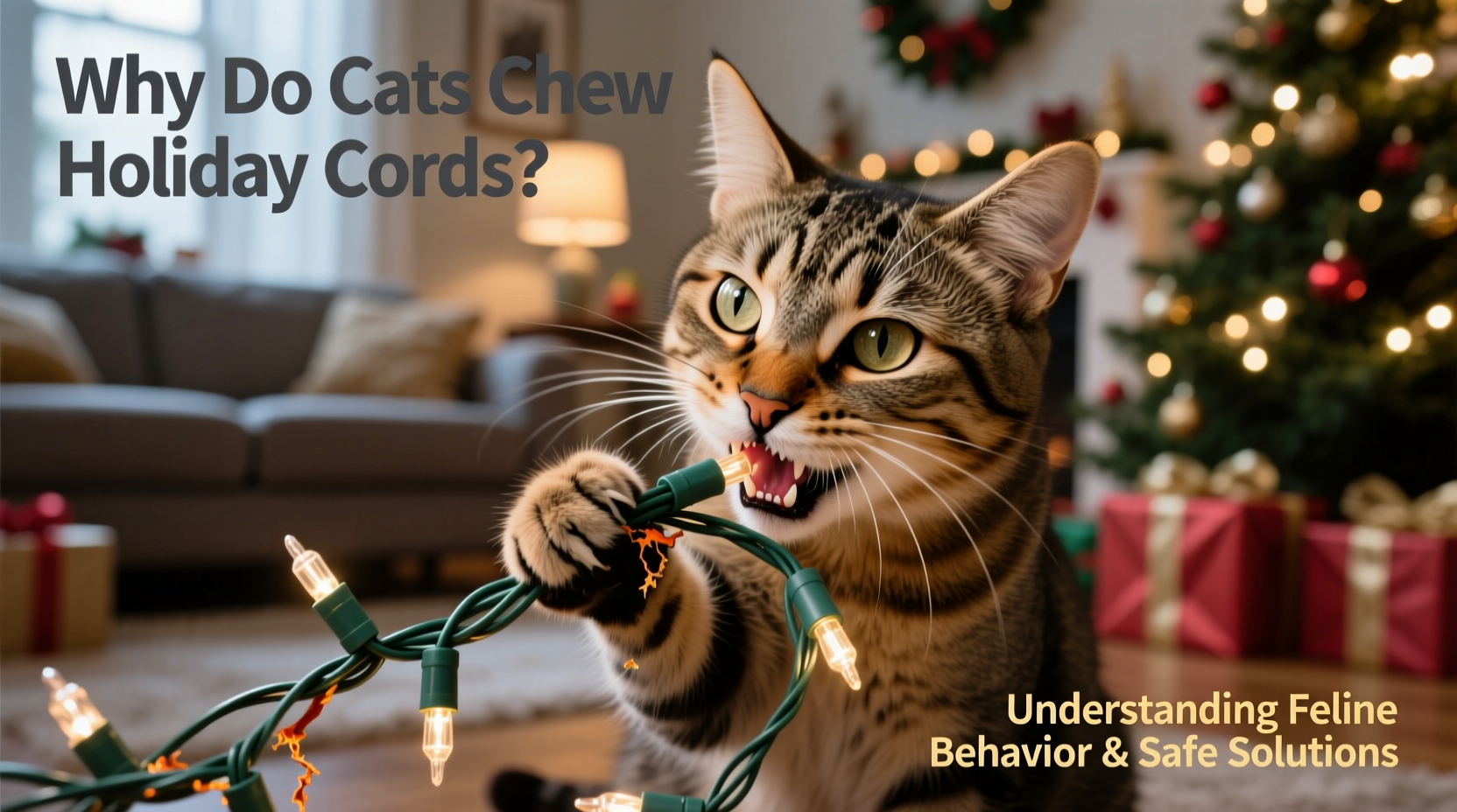 why does my cat chew on christmas light cords and how to stop it