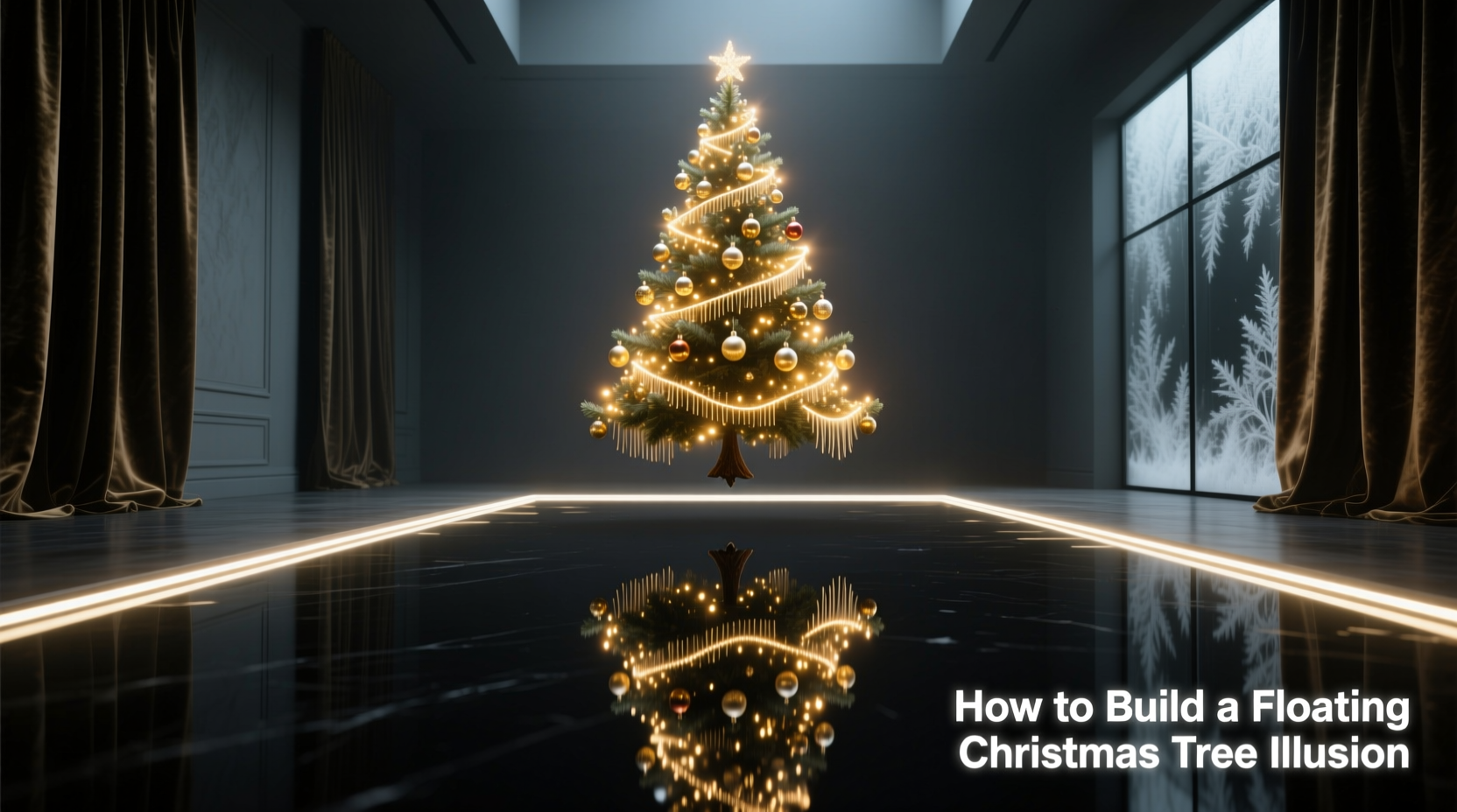 how to build a floating christmas tree illusion with mirrors and lights