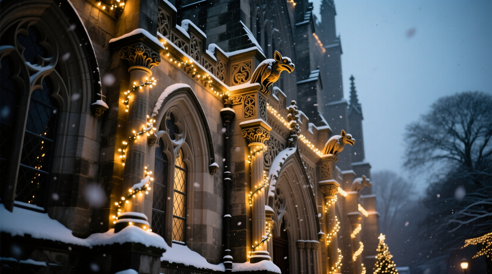 how to use christmas lights to highlight architectural features instead of just outlining