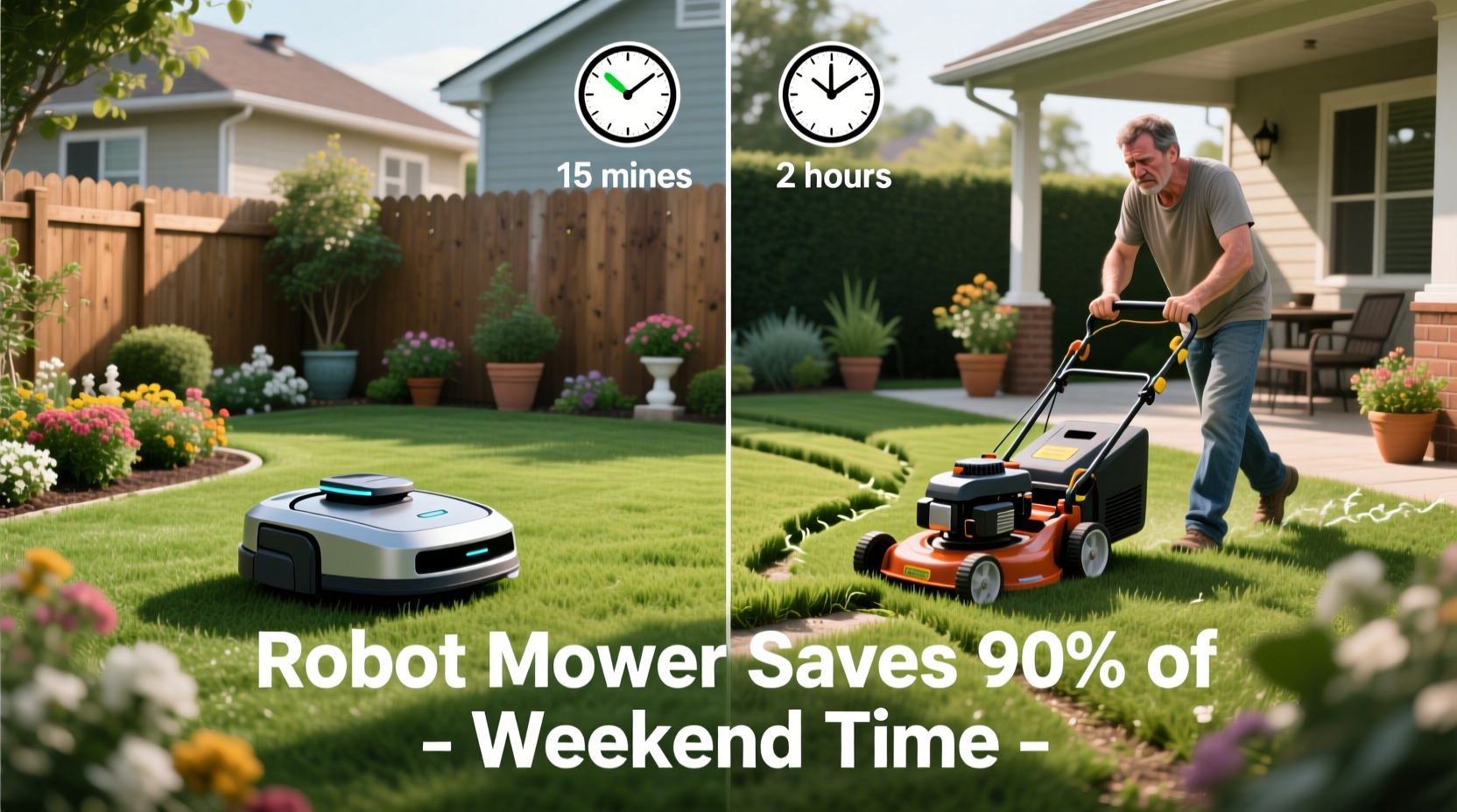 robot lawn mower vs manual push for small yards which saves more weekend time