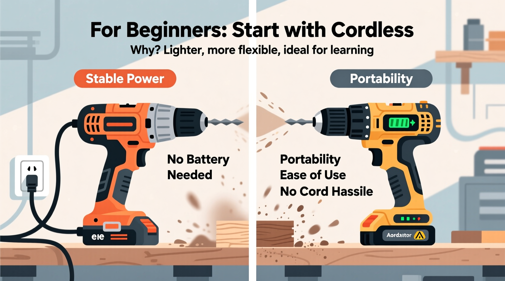 corded drill vs cordless which one should beginners start with