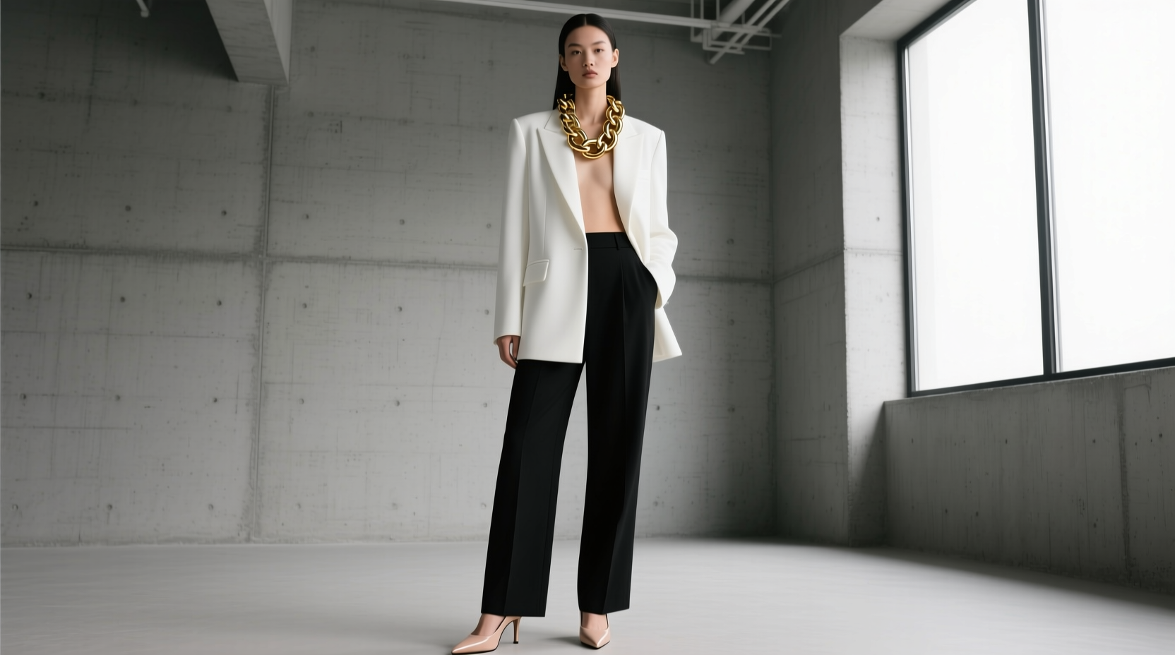 how to style chunky chain necklaces with minimalist outfits without clashing