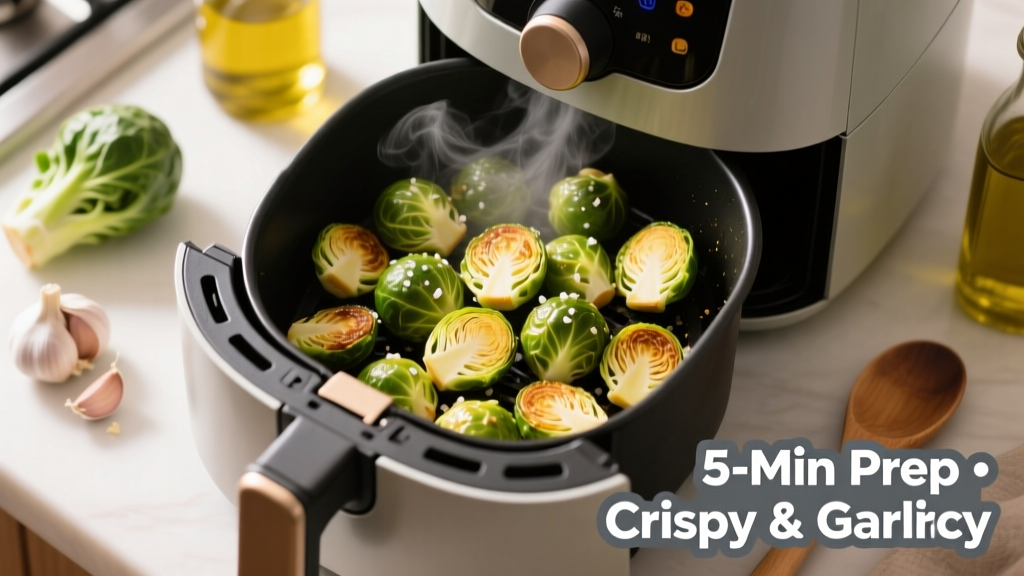 Crispy Garlic Brussels Sprouts in Air Fryer (5-Min Prep)