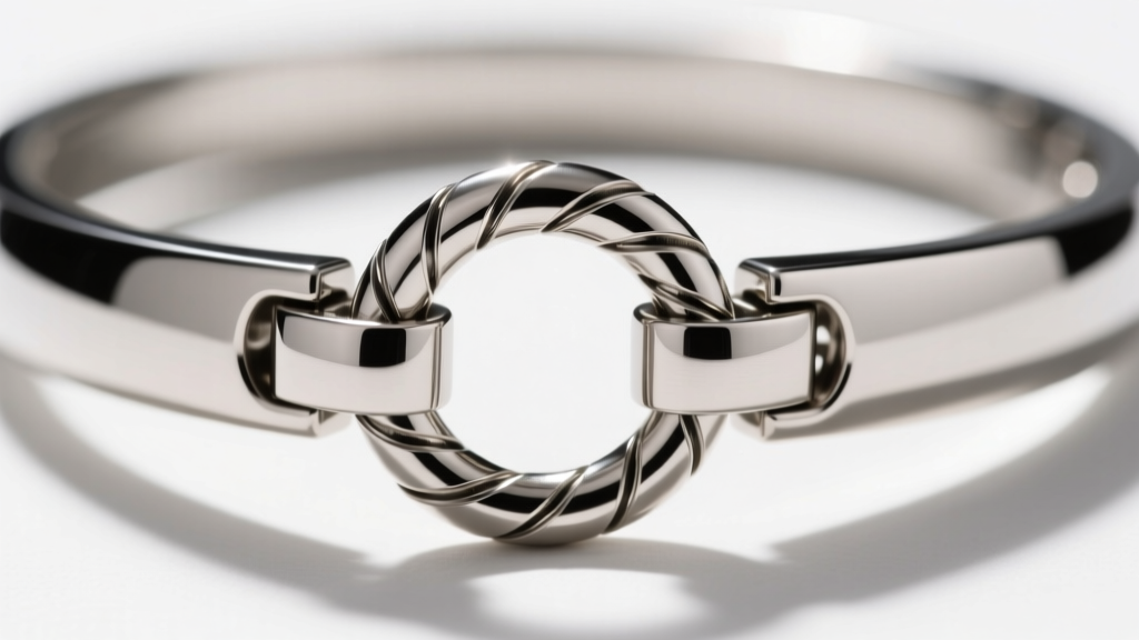 Macro photo of a titanium choker clasp showing a laser-welded jump ring and secure lobster closure in bright natural daylight.