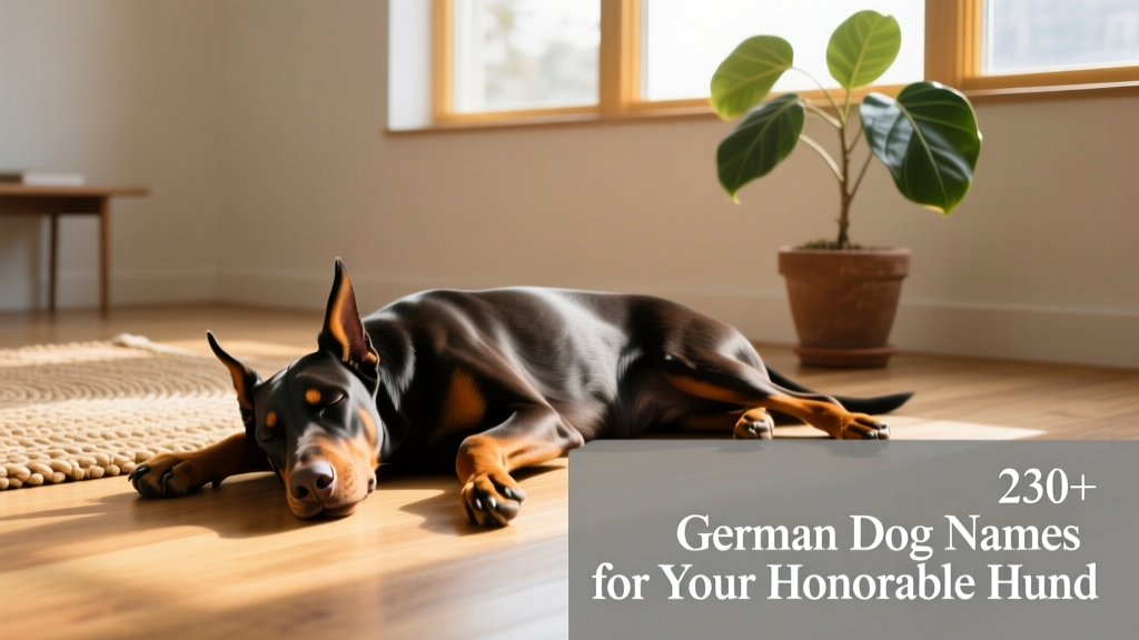 A sleepy Doberman resting calmly indoors