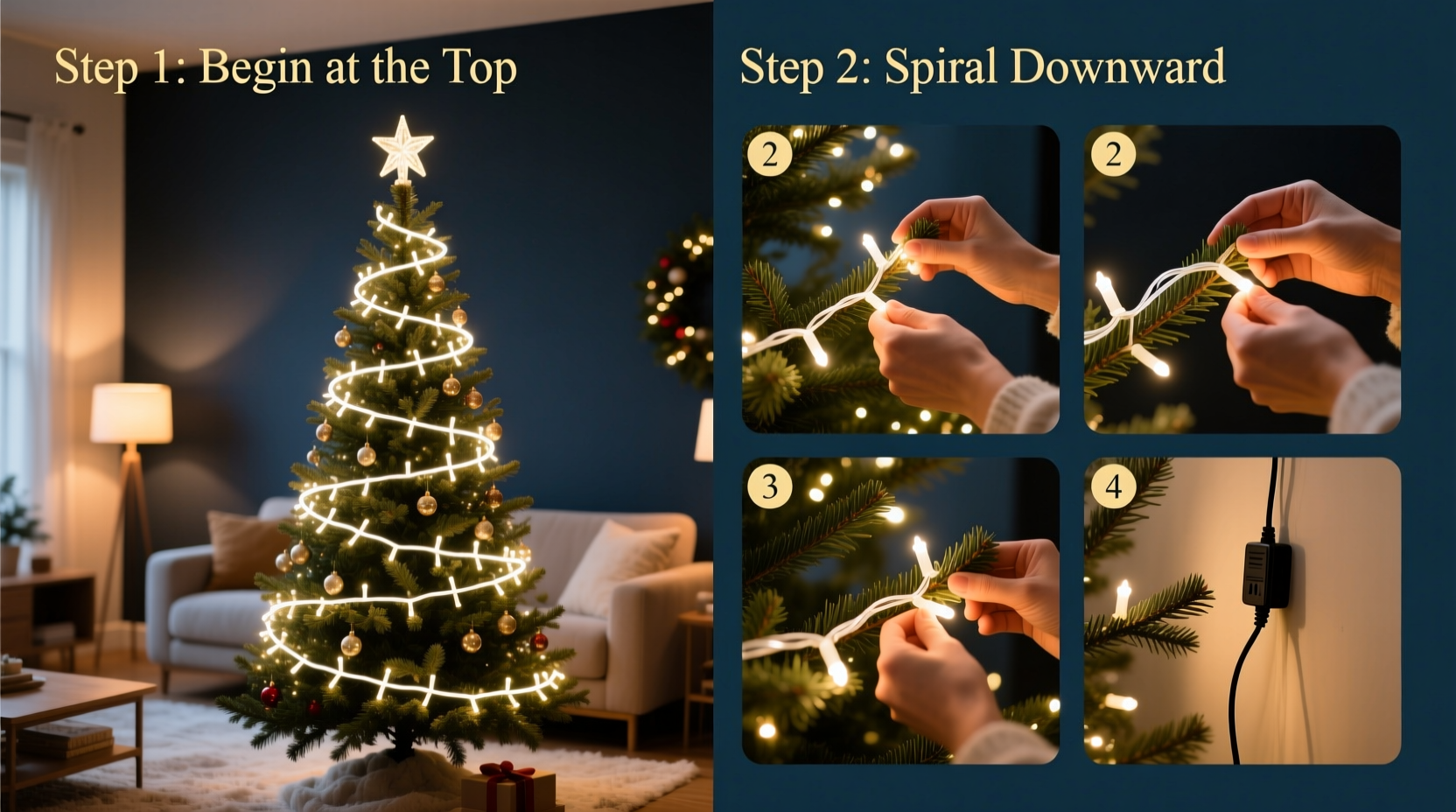 how do you put lights on a christmas tree