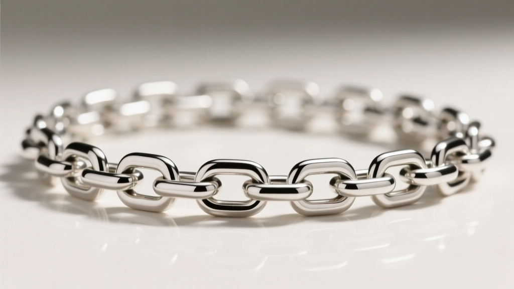 Macro shot of a heavy sterling silver box chain, showing tight interlocking square links that prevent twisting at longer lengths.