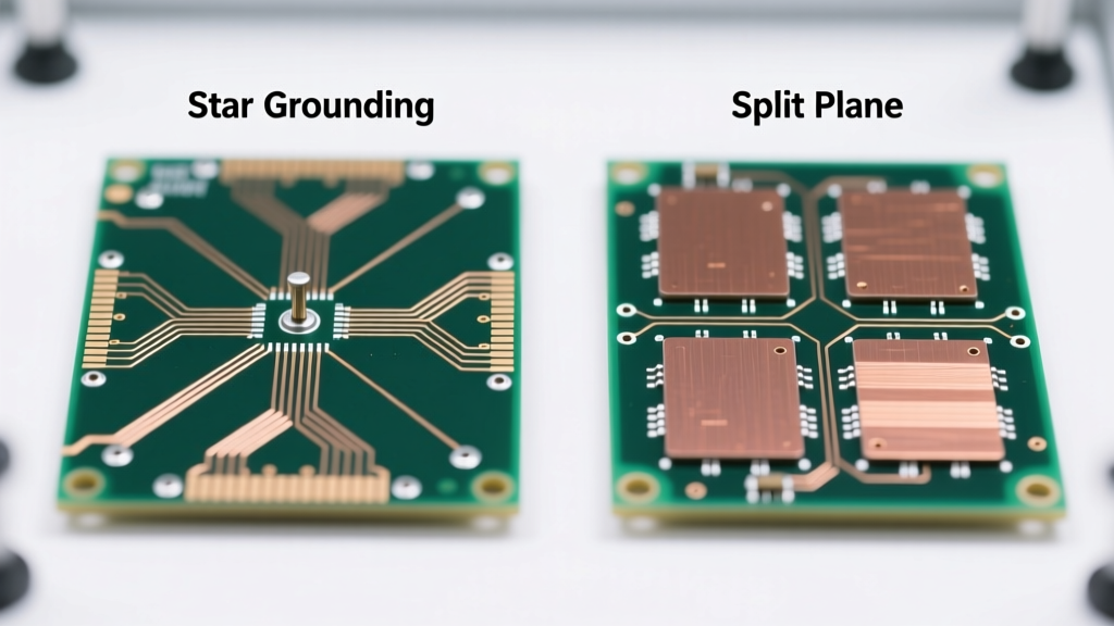 Low-Noise Analog IC Grounding: Star vs. Split Planes in 4-La