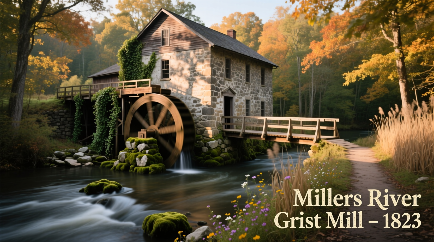 Historic grist mill along Millers River