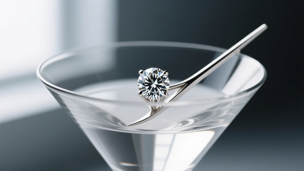 Side profile view of a 3-prong martini setting holding a 0.38 carat round brilliant diamond, highlighting the post and backing.