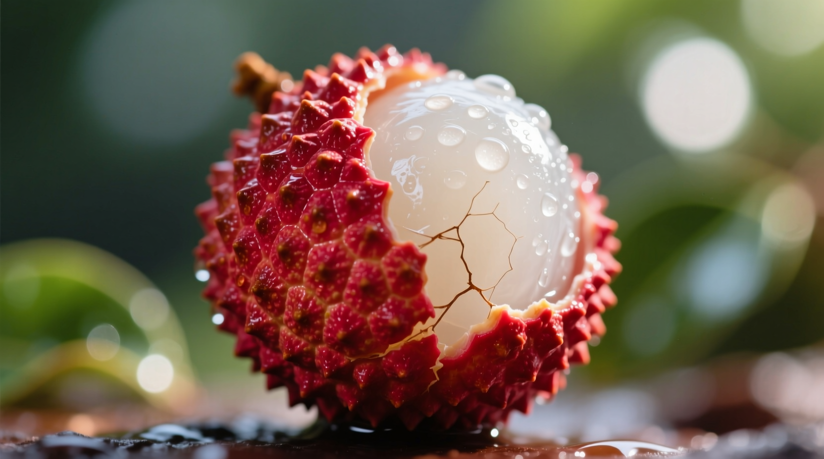 Fresh lychee fruit with red shell and white flesh