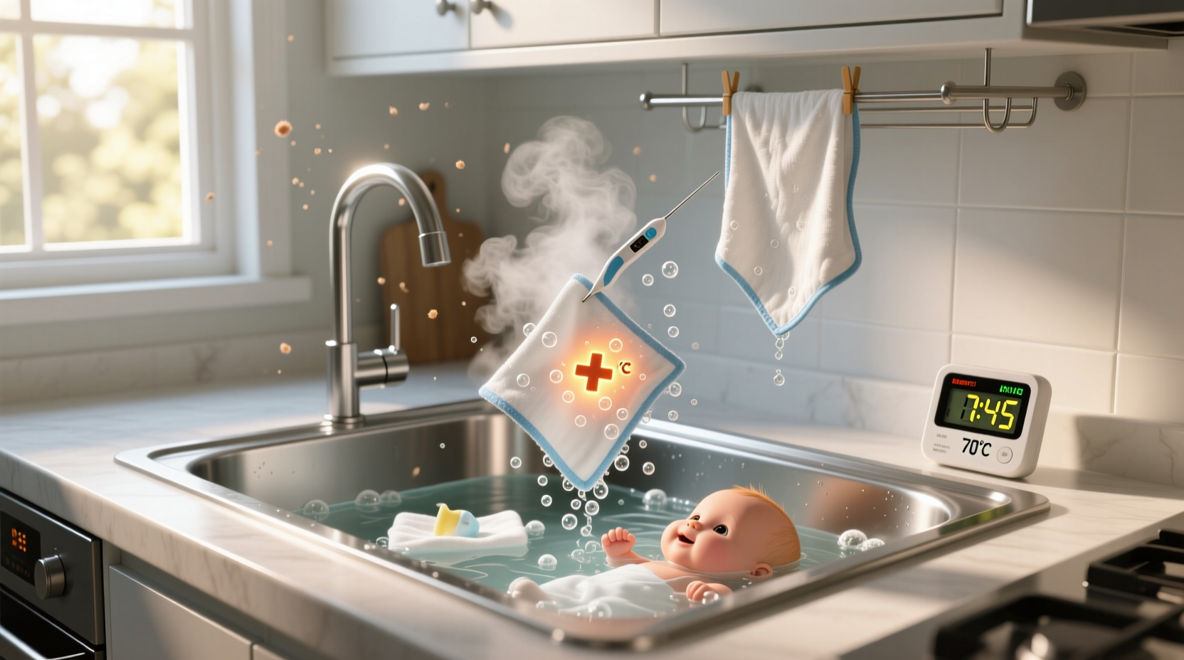 sanitize baby burp cloths without bleach