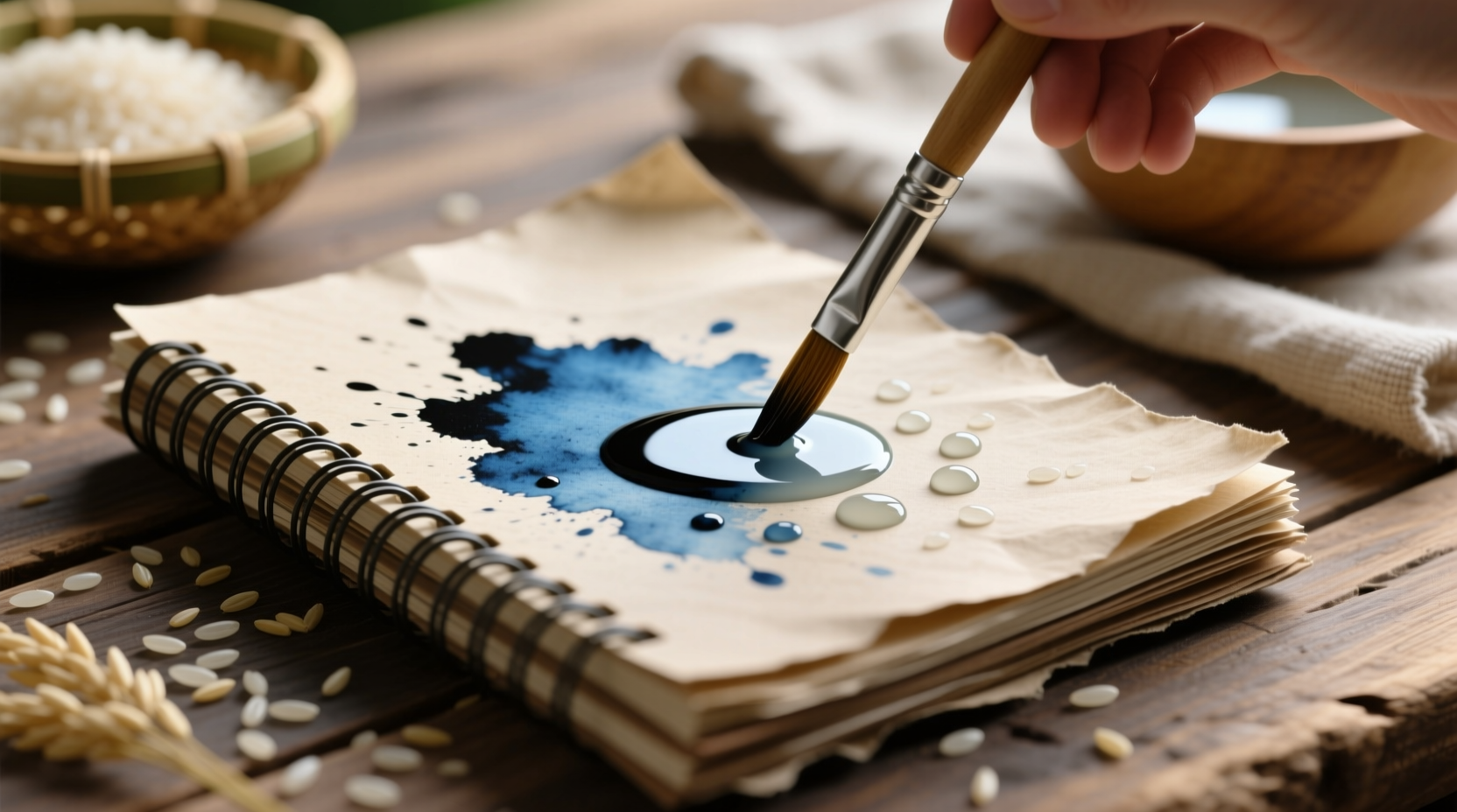 rice water for ink stains on recycled paper