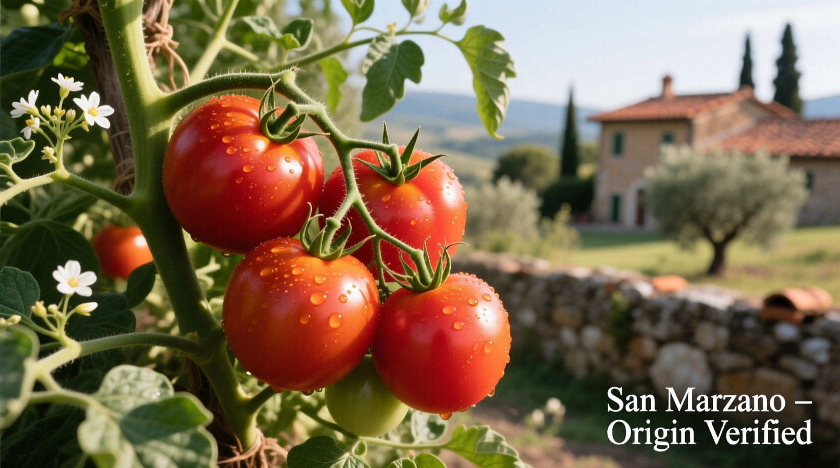 Authentic San Marzano tomatoes on vine