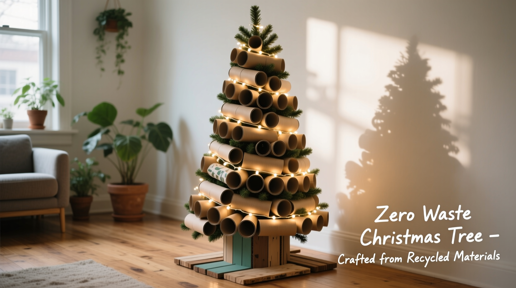 how to craft a zero waste christmas tree using recycled materials and lights