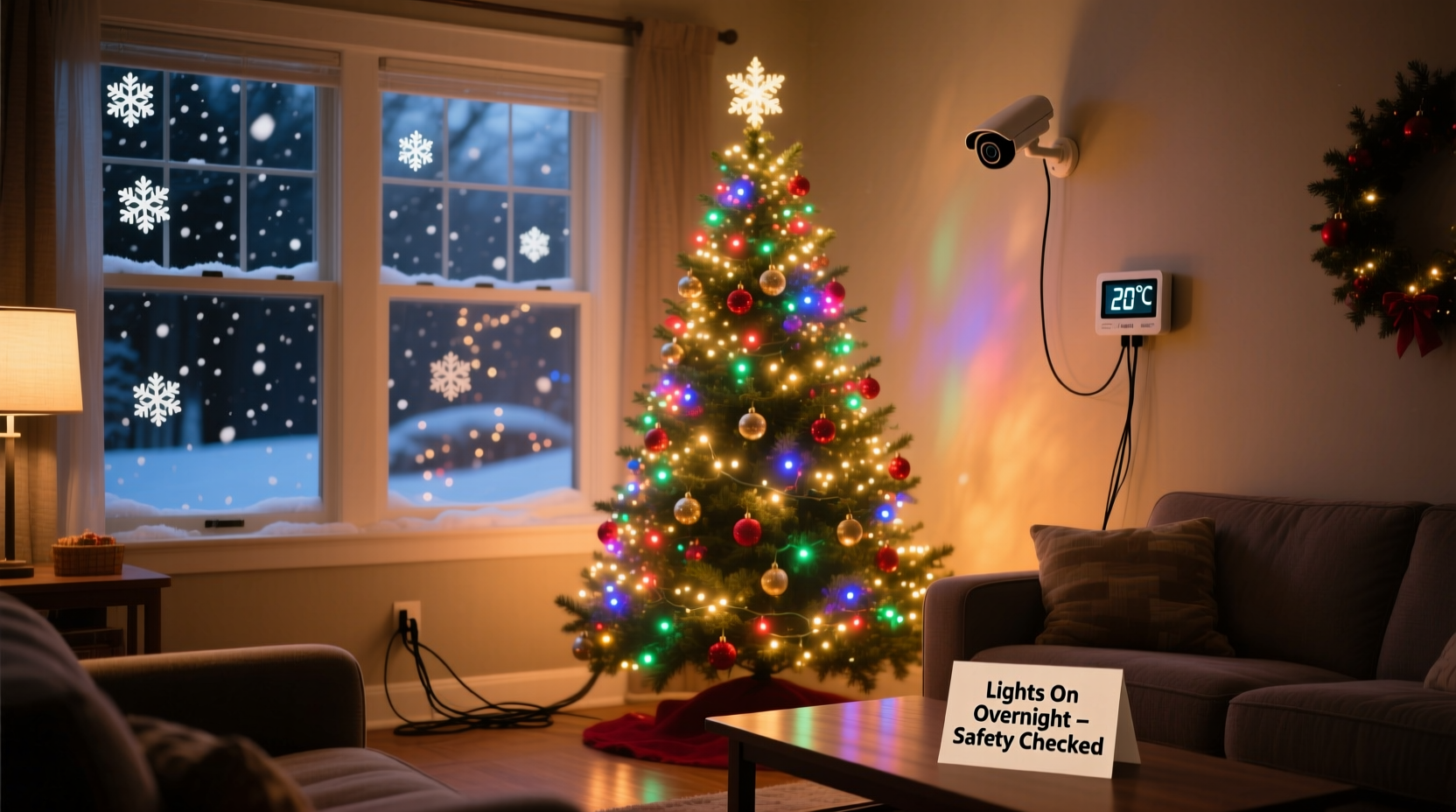 is it safe to leave christmas lights on overnight or while away from home