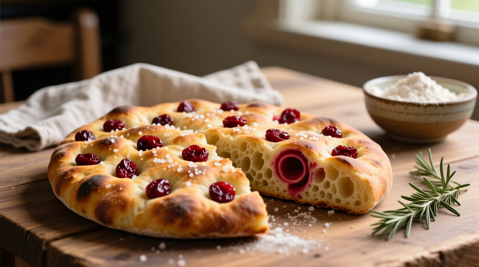 no knead cranberry focaccia