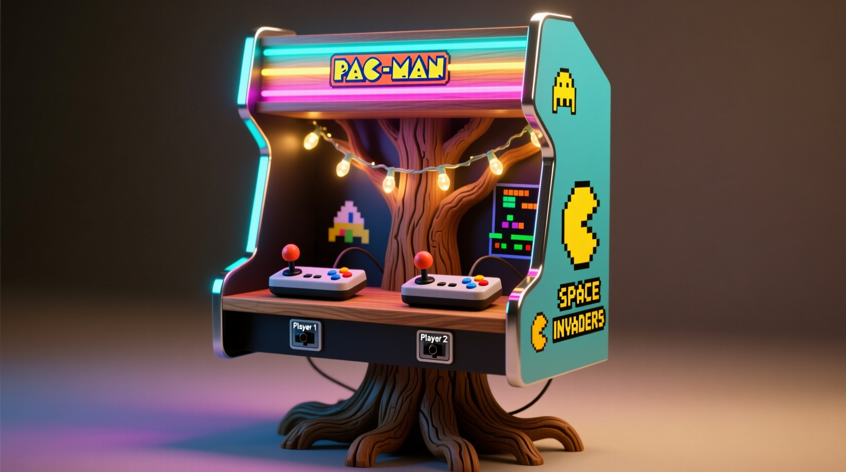 how to make a retro arcade cabinet tree stand that holds both lights and controllers
