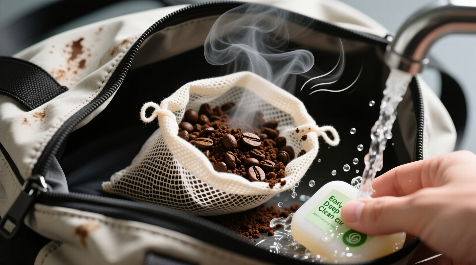 cold brew grounds for gym bag odor