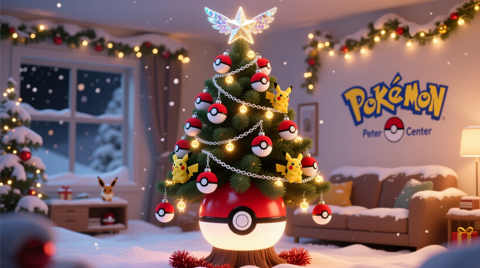 how to make a pokemon center inspired christmas tree with pokeball ornaments