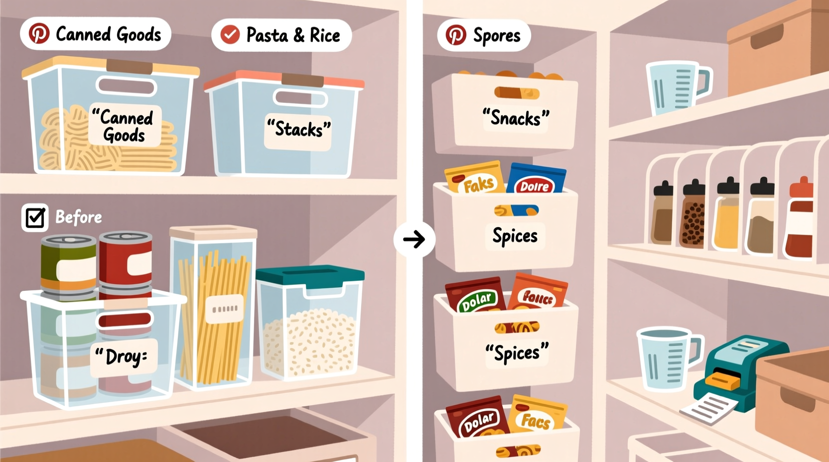 how to organize a messy pantry using dollar store bins effectively