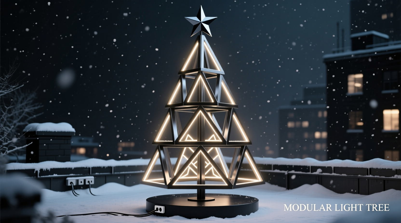 how to build a modular christmas tree using geometric light frames