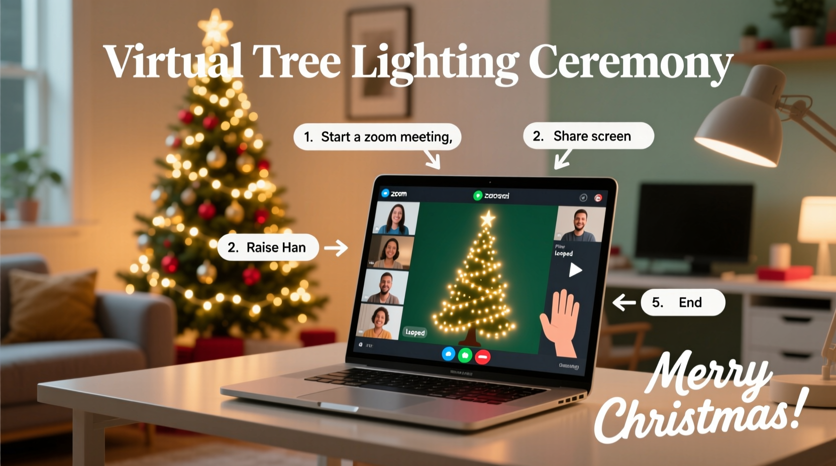 how to stream a virtual christmas tree lighting on zoom