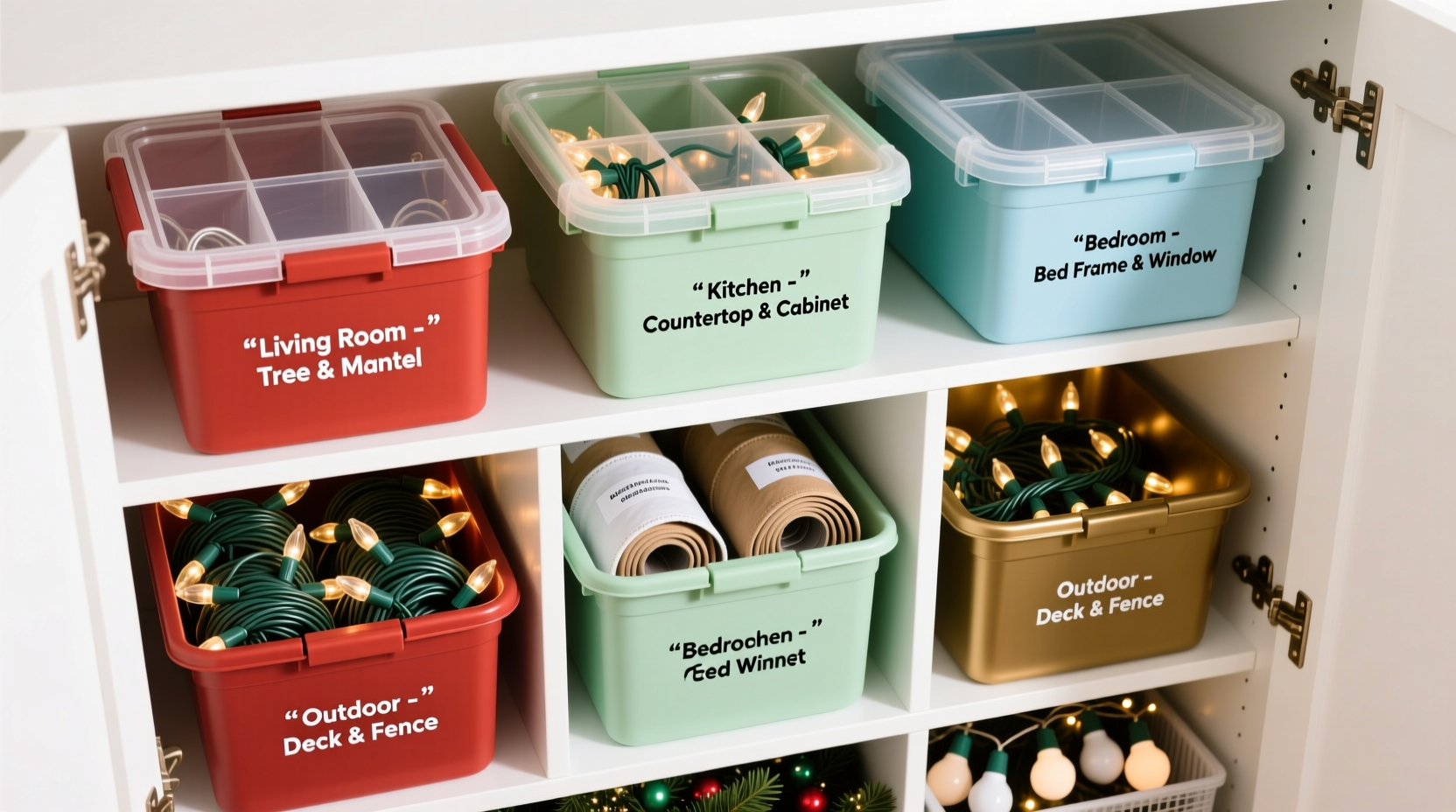how to organize christmas light storage by room and function for easy setup