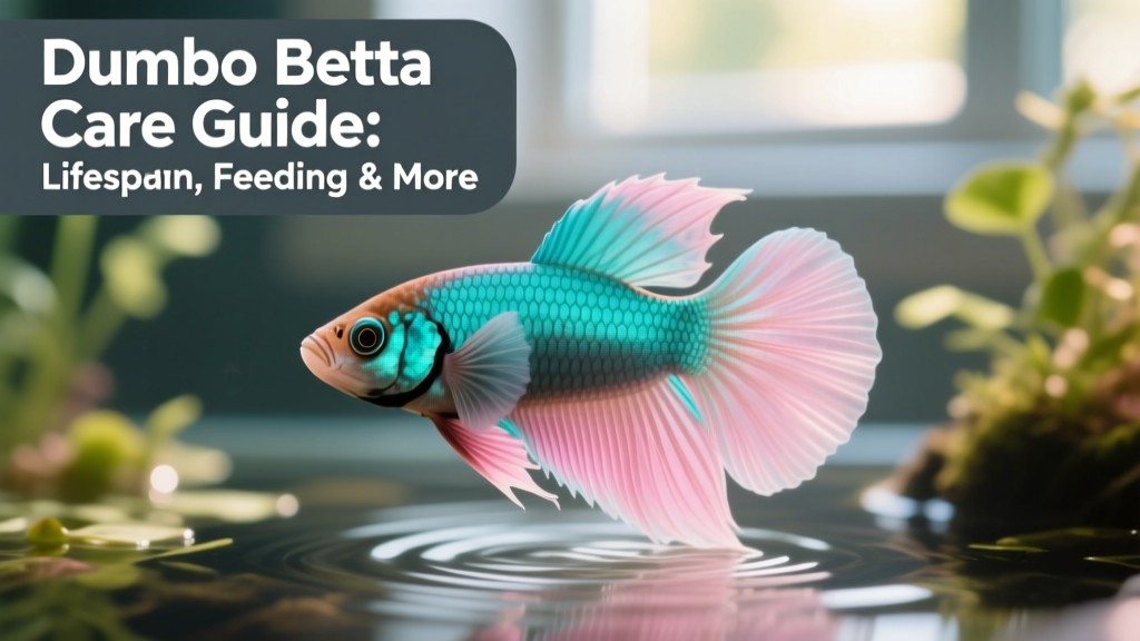 Close-up portrait of a healthy male Dumbo Betta with vivid turquoise body and translucent pink pectoral fins, flaring gently